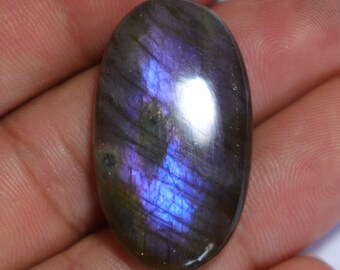 AAA+ Quality, Gorgeous Purple Flashy Labradorite Cabochon, 35x20x7 mm, Oval Shape, Natural Labradorite Gemstone Making Jewelry