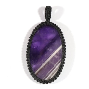 Amethyst Macrame Pendant Cabochon, Natural Amethyst Lace Gemstone,Designer Top Oval Macrame Pendant, 1 Pcs, 55x35 mm, Mecrame Pendant, MP638