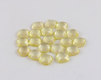 Rose Cut Lemon Quartz Gemstone, Calibrated Cushion Shape