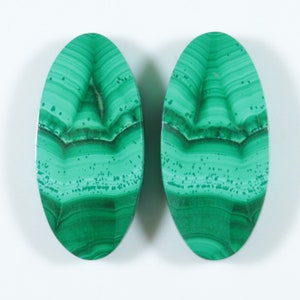 1 Match Pair Malachite Cabochon, Natural Malachite Loose Gemstone, Designer Oval Shape, 26x13 mm, AAA Quality, Rare Malachite Gemstone