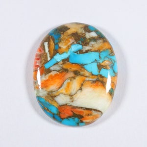Spiny Oyster Copper Turquoise Cabochon, Natural Turquoise Gemstone, 35x28x5.7 mm, AAA Quality, Superb Oval Oyster Turquoise Pendant Making