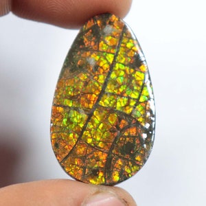 Natural Ammolite Gemstone, Rare Ammolite Gemstone, AAA Quality, Egg Shape, Jewelry Making, Ammolite Multi Flashy Gemstone, 1 Pcs, 34x20 mm