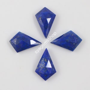 4 Pcs Lapis Lazuli Rose Cut Gemstone, AAA+ Quality Natural Lapis Lazuli, Lapis Lazuli Faceted Back Flat Kite, 15x10 mm, For Making Jewelry