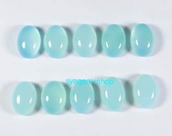 Cabochon ovale di calcedonio acquamarina naturale, pietra preziosa sciolta (da 6 x 4 mm a 20 x 15 mm)