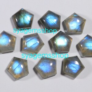 Super Collection Labradorite Cabochon,Multi Blue Fire Pentagon Shape, Natural Labradorite Gemstone Jewelry making, 10mm, Loose Pentagon Cabs