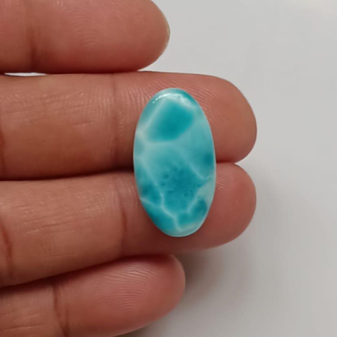Cabujón de larimar dominicano: piedra preciosa de pectolita azul (1,6 pulgadas/19,02 g) - México