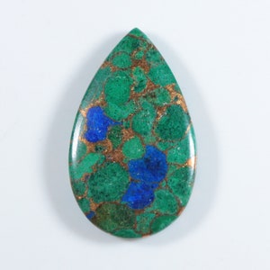 Azurite Malachite Copper Turquoise Gemstone, Copper Turquoise Cabochon, 34x20x4.7 mm, Pear Shape, AAA+ Quality, Designer Turquoise Cabochon