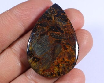 Superb Big Size Pietersite Cabochon, Natural Pietersite Gemstone, Pear Shape, Pietersite Loose Gemstone Making Pendant Jewelry, 45x31x5 mm
