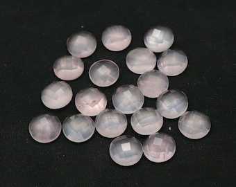 Natural Rose Quartz Gemstone, Rose Cut, Flat Bottom