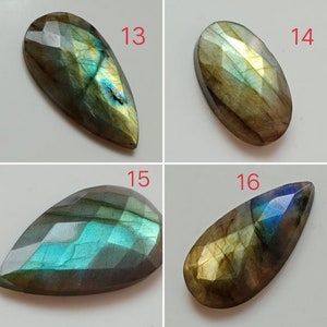 Checker Cut Labradorite Faceted Stone, Flat Back, Multi Flashy, Mix Shape, Natural Labradorite Gemstone Jewelry Making Faceted Labradorite