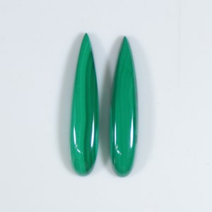 1 Paar Malachit Cabochon, natürlicher Malachit Lose Edelstein, Seltene Lange Birne Form, 34 x 7 mm, AAA Qualität Malachit Edelstein Schmuck Cabs