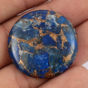 Lapis Copper Turquoise Gemstone, Lapis Copper Turquoise Cabochon, 1 Pcs, 32x32x5 mm, Beautiful Round, High Quality Jewelry Making Turquoise