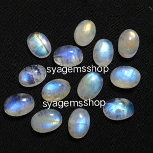 Natural Rainbow Moonstone Cabochon, Oval Shape Rainbow Moonstone Gemstone, Moonstone For Jewelry making, Multi Blue Flashy Moonstone Cabs