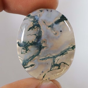 Top Quality Designer Moss Agate Cabochon, Natural Green Moss Agate Gemstone, Oval Shape, Pendant Jewelry making Moss Agate, 1 Pcs, 31x25x6mm