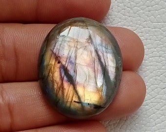 Decorative Multi Purple Flashy Labradorite Smooth Cabochon, Oval Shape, 33x27x7 mm, AAA Quality, Natural Labradorite Gemstone Jewelry Making