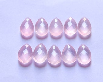 Briolette de cuarzo rosa, gema en forma de pera, para la fabricación de joyas (de 10 x 7 a 20 x 15 mm)