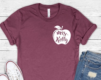 Personalized Teacher Apple Shirt - Bella+Canvas Soft T-Shirt