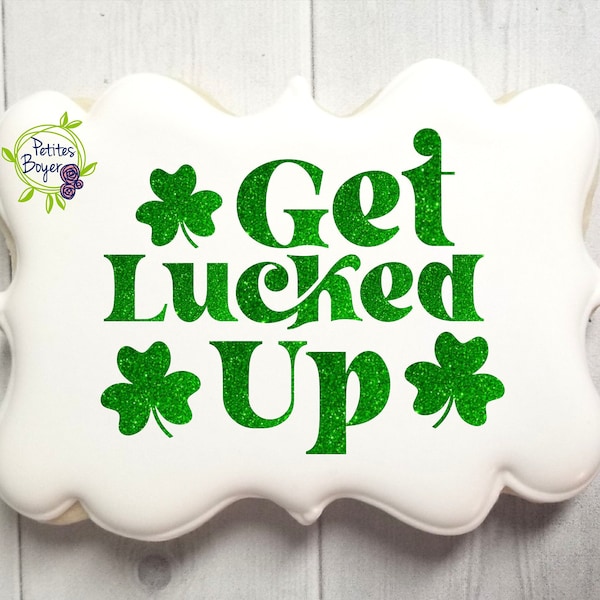 St Patricks Day Mesh Cookie Stencil - Cookier Supplies - Silk Screen Stencil For Genie - Get Lucked Up