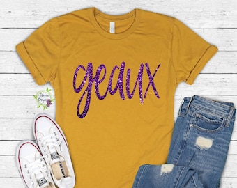 Unisex Louisiana Football Shirt GLITTER - Geaux - Saints, Game Day Shirt -  Bella + Canvas Unisex - Football Season - Fall Shirt