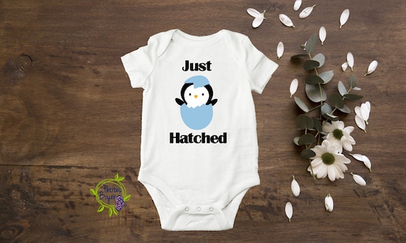 JUST HATCHED Penguin Onesie Pink or Blue Baby Onesie Newborn Going Home Outfit Custom Baby Clothes Long Sleeved Onesie or Short Etsy