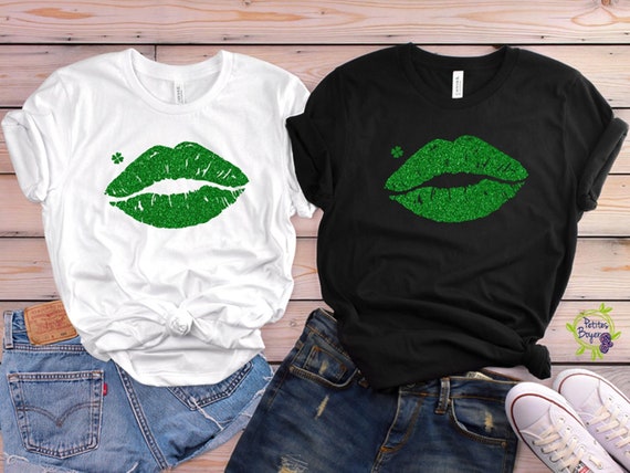 St. Patricks Day Shirt Kiss Me Green Lips Shamrock Shirt St. Patricks Day Shirt Kiss Me Green Lips Shamrock Shirt