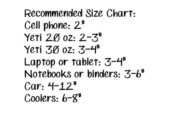 Wine Glass Decal Size Chart
