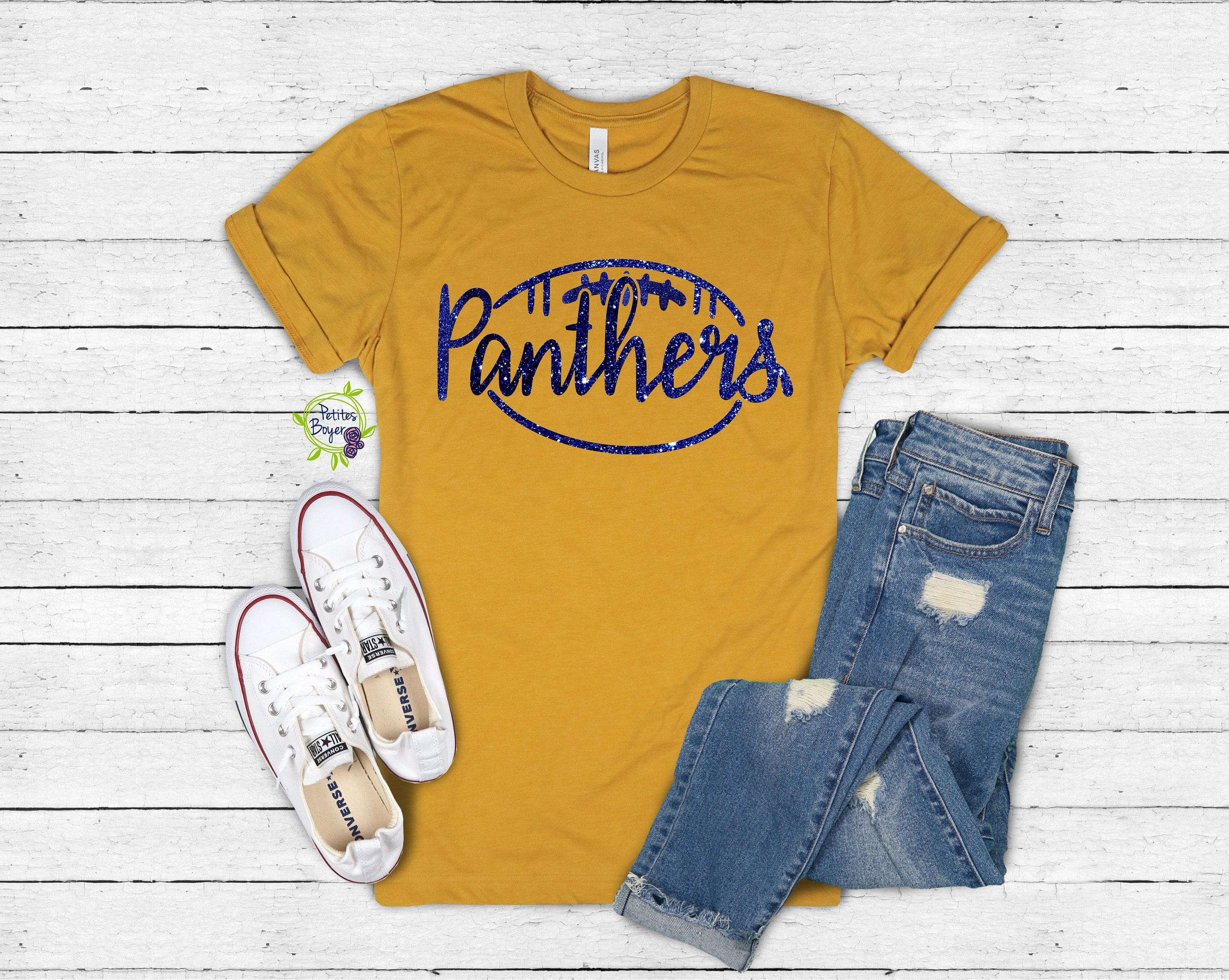 Womens Football Shirt PANTHERS Game Day Glitter Bella Etsy