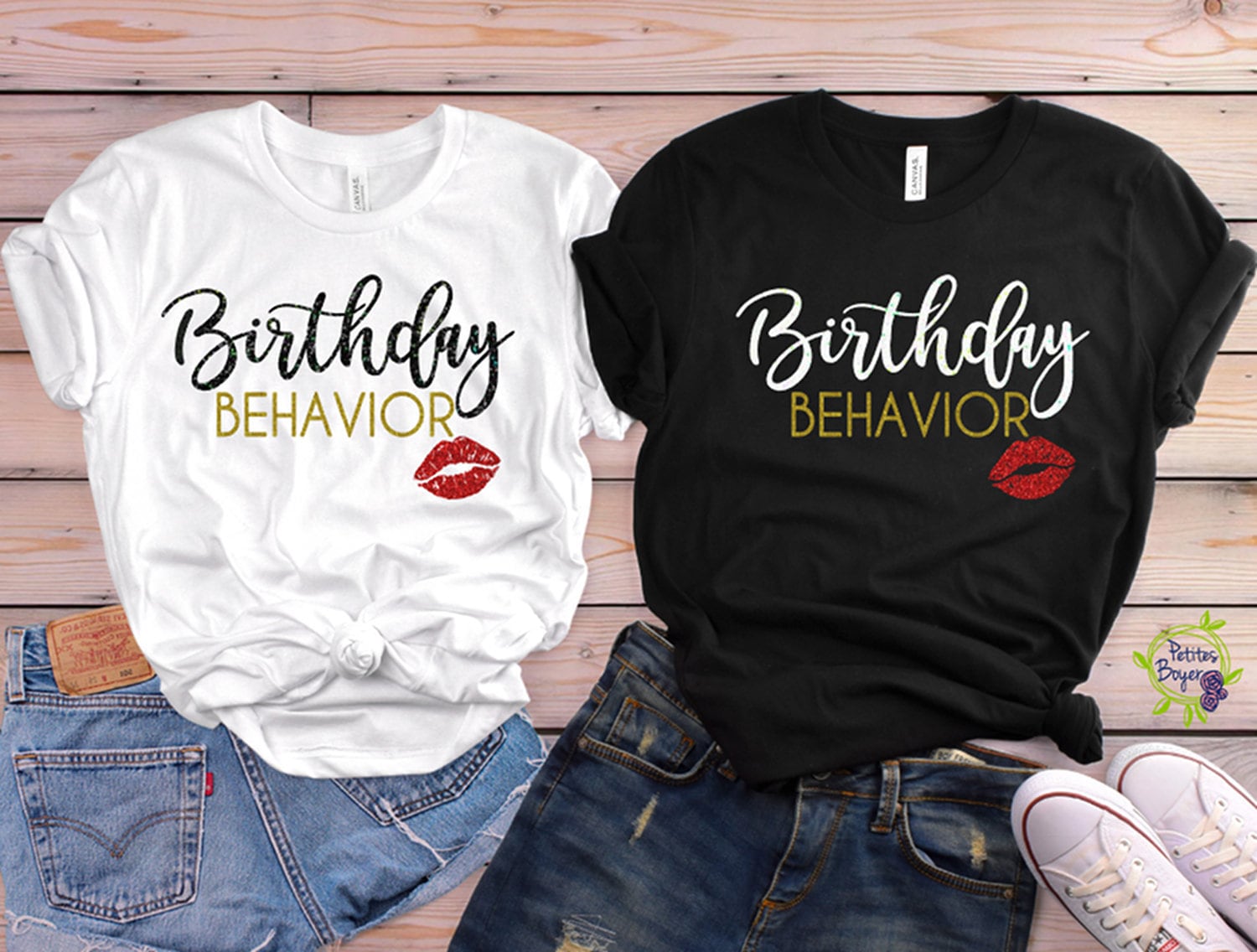 BIRTHDAY BEHAVIOR Kiss Lips Glitter Vinyl T-shirt - Soft Unisex -  Bella+canvas - Teen Birthday - 21st - Sweet Sixteen - Black White Red Gold  - Etsy