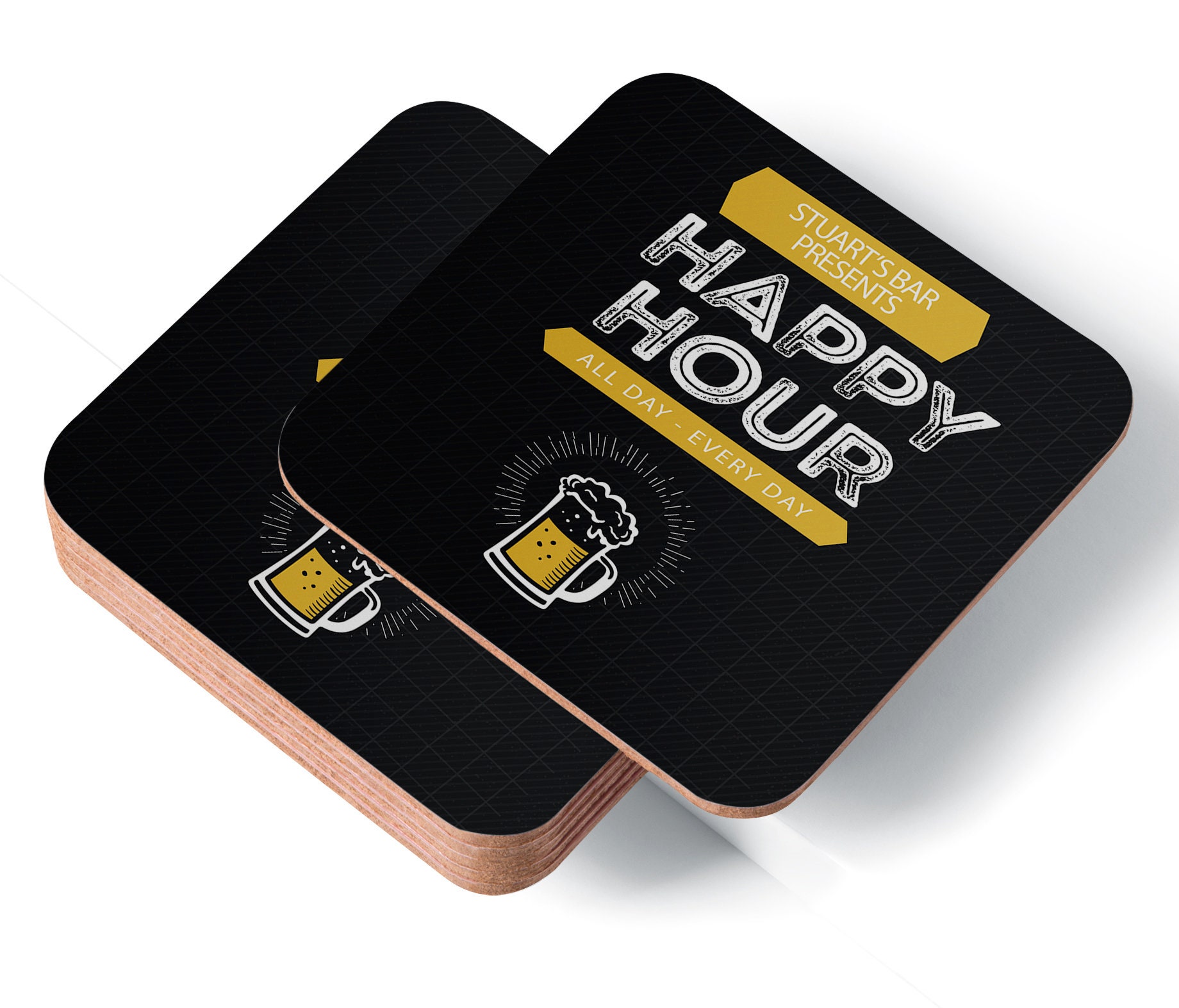 Personalised Happy Hour Beer Mat Coasters & Sign Runner Etsy
