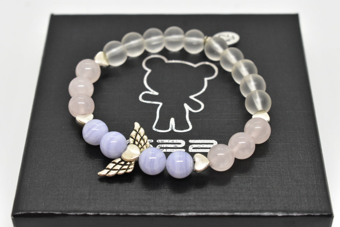 blue lace agate and rose quartz together