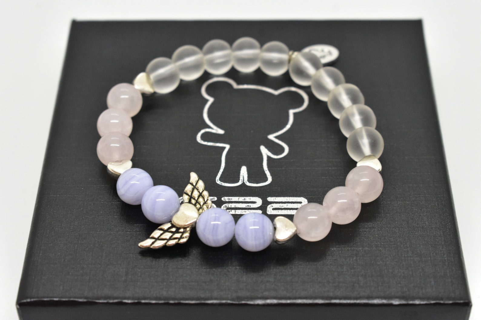 blue lace agate and rose quartz together