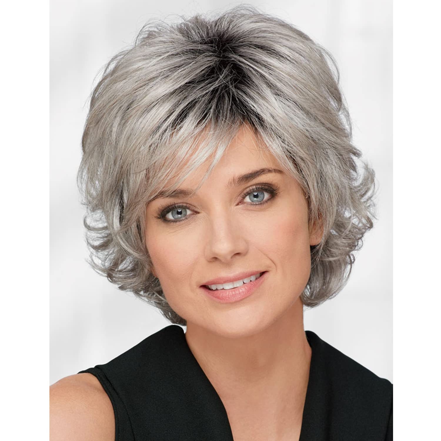 Short grey top natural hair wigs