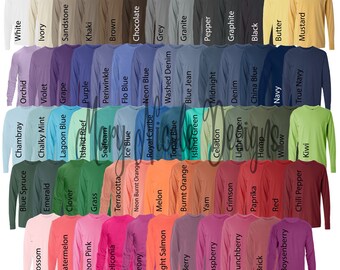 Digital File Shirt Color Chart Comfort Colors 1717 Color Etsy