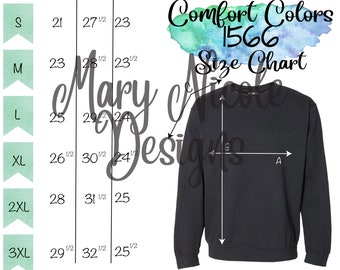 Comfort Colors 1566 Size Chart