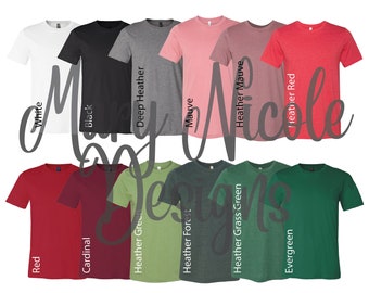 Digital File Shirt Color Chart // Bella and Canvas 3001 Unisex - Etsy