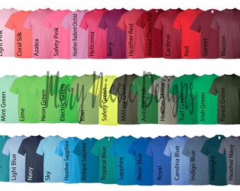 Gildan 500B  Gildan youth Jersey Color Chart // Etsy Color Chart // Tshirt Color Chart
