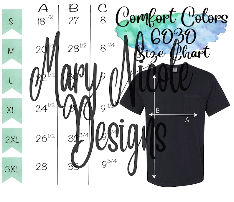 Download Comfort colors 6030 Size Chart T-Shirt Mockup Flat Lay | Etsy