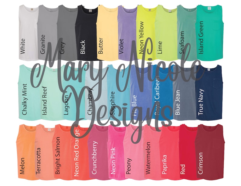 Digital File Shirt Color Chart // Comfort Colors 9330 Color | Etsy