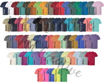 Comfort Colors 1717  Color Chart // Etsy Color Chart // Tshirt Color Chart //comfort color