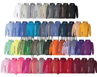 gildan 185 Hoodie/ Unisex Jersey Color Chart // Etsy Color Chart // sweatshirt Color Chart