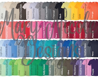 gildan 64000 softstyle/ Unisex Color Chart // Etsy Color Chart