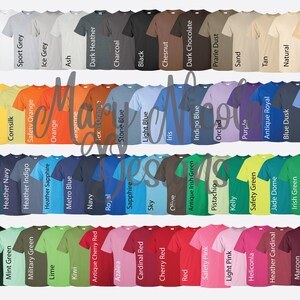 g2000    Unisex Jersey Color Chart // Etsy Color Chart // Tshirt Color Chart