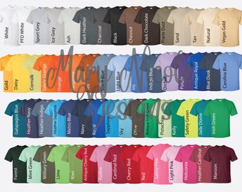 g2000    Unisex Jersey Color Chart // Etsy Color Chart // Tshirt Color Chart