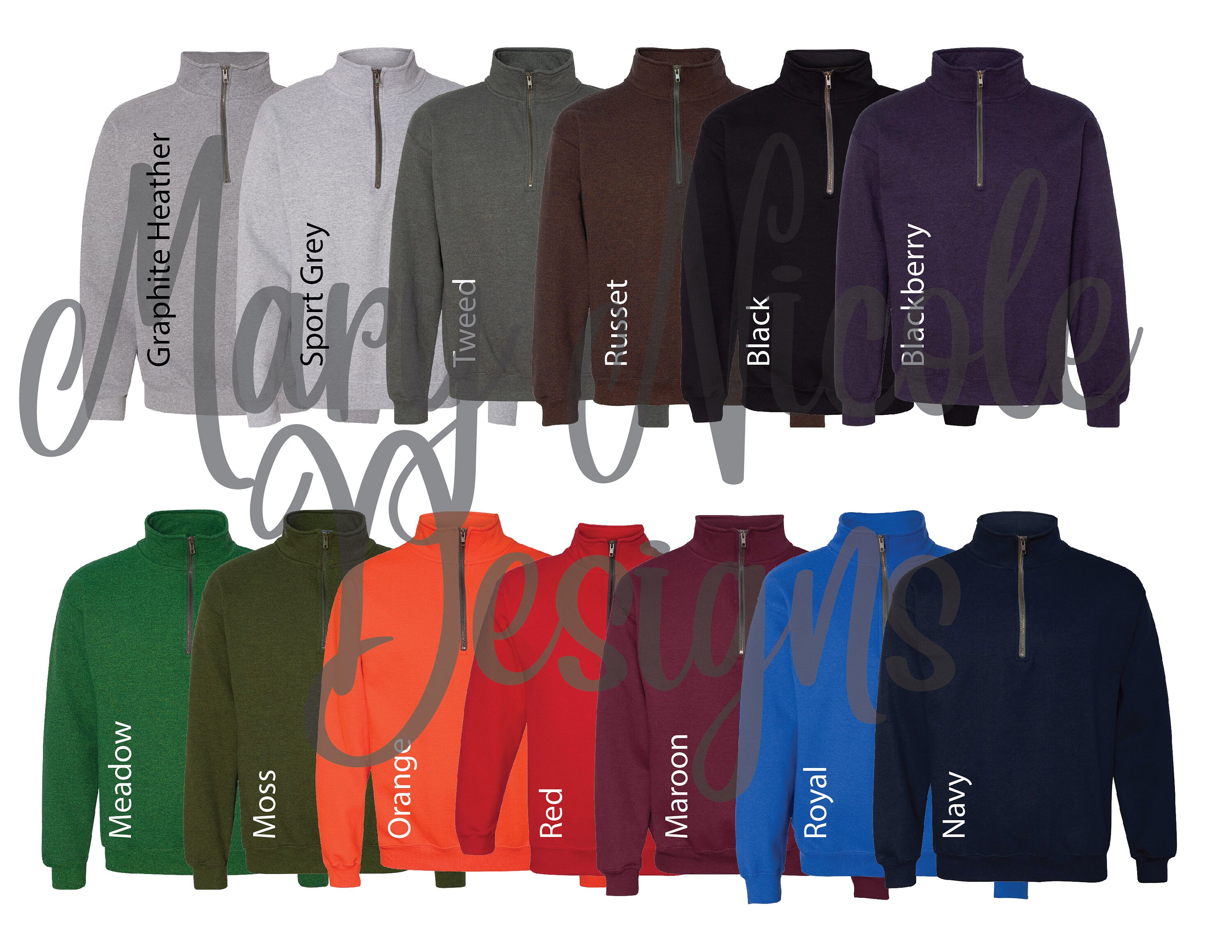 gildan 18800 3/4 zip sweatshirt / Color Chart // Etsy Color Chart //