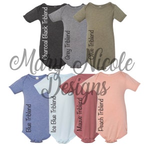 Carta de colores Bella and Canvas 134B/ONSIE // Carta de colores Etsy // Carta de colores BODYSUIT