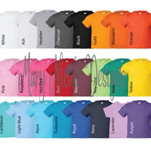 every color  Digital File Shirt Color Chart // rabbit skins 3301 shirt  Color Chart // Etsy Color Chart // Tshirt Color Chart