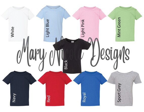 T Shirt Color Chart