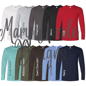 gildan 64400/ soft style Unisex Jersey Color Chart // Etsy Color Chart /long sleeveColorChart