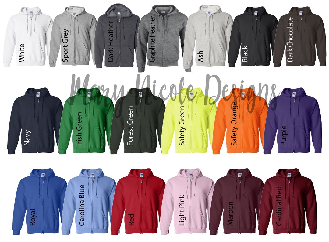 Gildan G18600 Color Chart // Etsy Color Chart // Hoodie Color