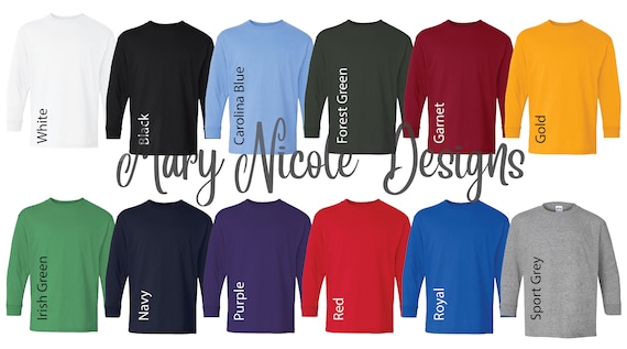 Gildan Long Sleeve Color Chart